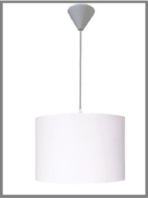 Beyaz Kumaş Sarkıt Avize, Silindir Tasarım, 30 cm Çap, Modern Aydınlatma Seçeneği