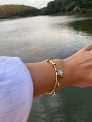 Pndr Model Nazar Boncuklu Gold Bileklik