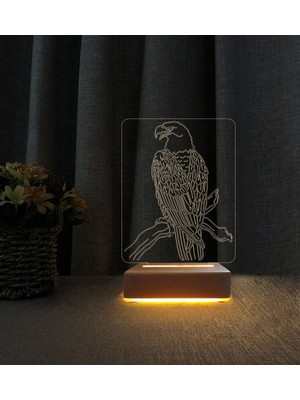 Renkli 3D Kartal Tasarımlı LED Masa Lambası Hediye