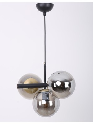 Şık Siyah Eskitme Füme Camlı Avize, Modern ve Zarif Tasarım.