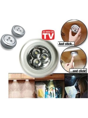 Pille Çalışan Yapışkanlı 3 LED Spot Lamba Seti, Beyaz, Kolay Kullanım