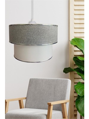 Gri Krom Tek Şeritli Kumaş Pasta Avize, Şık ve Modern Tasarım ile Mükemmel Aydınlatma Sağlar