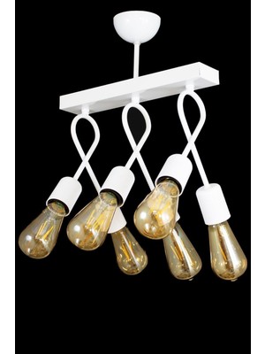 Beyaz Çapraz Fiyonk Model 6'lı Avize Takımı, Şık ve Modern Aydınlatma Seçeneği