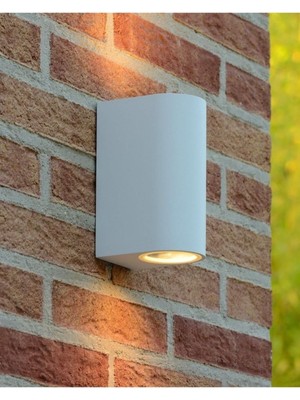 Beyaz Çift Yönlü Dış Mekan Duvar Aplikası, Güneş Işığı Ampülleri Dahil