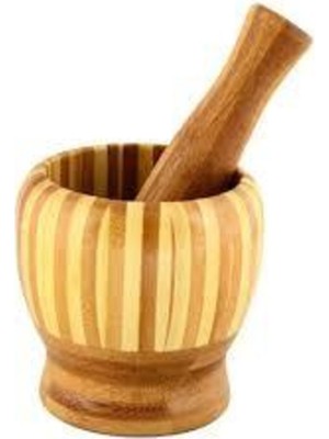 Büyük Boy Bambu Havan Ahşap Sarımsak Döveci, Kaliteli ve Şık Tasarım