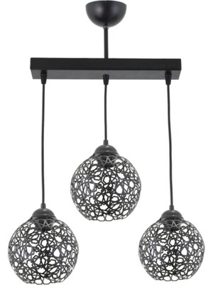 Beyaz Selçuklu Top Motif Yıldız Ferforje Retro Sarkıt Avize