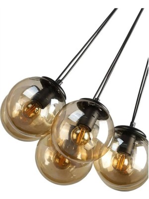 Şık 7'li Siyah Bal Cam Avize, Modern ve Zarif Tasarım ile Evinizde Şıklık Sağlar