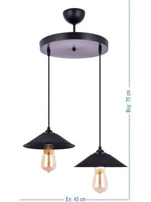 Şık Siyah Şapkalı Sarkıt Avize Çiftli Modern Tasarım