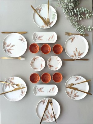 Kahverengi Çiçekler 6 Kişilik 16 Parça Kahvaltı Takımı, Şık ve Kullanışlı Set