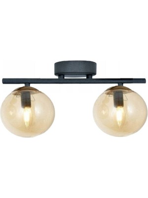 Modern Siyah Ikili Camlı Plafonyer Avize, Şık ve Zarif Aydınlatma Seçeneği