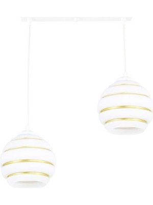 Ikili Şeritli Cam Sarkıt Avize, Modern ve Şık Tasarım, Beyaz Renk