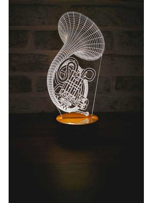 Renkli Saksafon Figürlü LED Masa Lambası, Ahşap Taban, 7 Işık Rengi