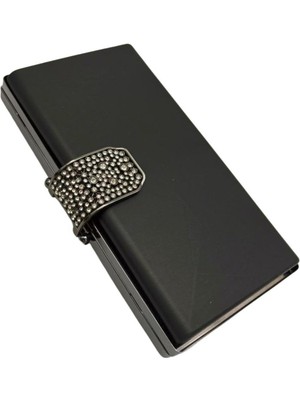 Angel Çanta Aksesuar Abiye Çanta Kalıbı Taşlı Kapak  Model  Füme Metalli