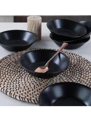 Siyah Yemek Tabağı 18 Cm, 6'lı Set, Şık ve Kullanışlı Mutfak Gereçleri