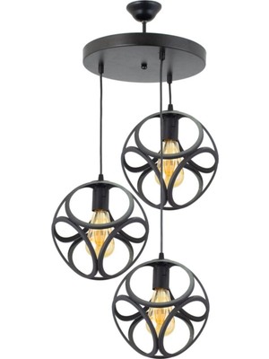 Modern Siyah Çember ve Küp Sarkıt Avize, Şık Tasarım ve Zarif Aydınlatma Sağlar