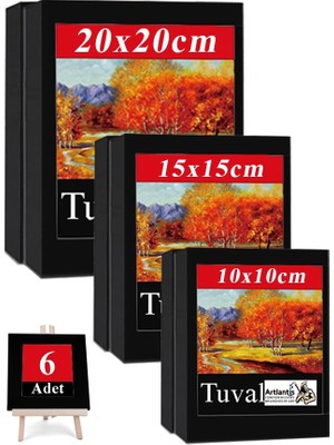 Siyah Tuval 10X10 15X15 20X20 cm 6 Adet Astarlı Kare Tuval Resim Tuvali Siyah Tual Akrilik Yağlı Boya Için Ideal