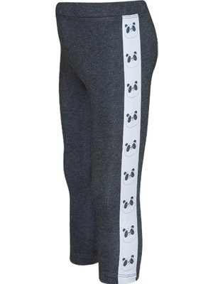 Gri 5 Kız Çocuk Şardonlu Yanda Panda Baskılı Tayt