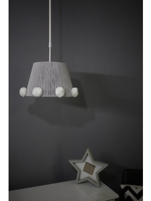 Gri Makrome Avize, Çocuk, Bebek ve Genç Odası Için Şık ve Sıcak Aydınlatma