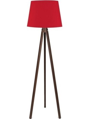 Kırmızı Ahşap Üç Ayaklı Kumaş Lambader, Şık ve Sıcak Atmosfer Için Mükemmel