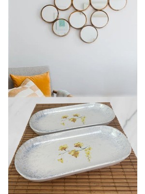 Sarı 26CM Kayık Salata Tabağı, 2'li Set, Şık ve Kullanışlı Ev Gereçleri