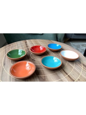 Kapadokya Kırmızı Çömlek 6 Lı Kase Çerezlik & Sosluk & Reçellik & Kahve Yanı Lokumluk-Mix