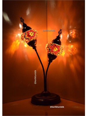 Rüya Gibi Mozaik Masa Lambası, Lale Tasarımı, Sıcak Kahverengi Tonlarda