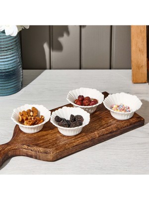 4'lü Beyaz Porselen Yuvarlak Çerezlik, 7 Cm, Şık ve Kullanışlı Set