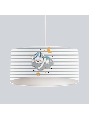 Renkli Çocuk Odası Sarkıt Avize, Bulut ve Uyuyan Ayıcık Tasarımı