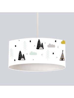 Renkli Bulut ve Dağlar Temalı Çocuk Odası Sarkıt Avize