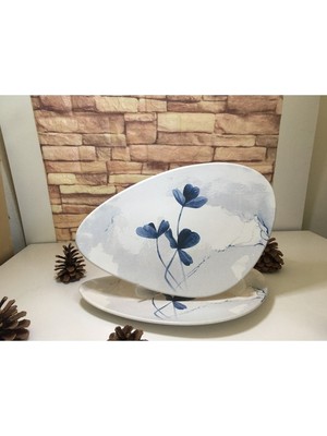 Iki Parça Mavi Servis Tabağı, Zarif ve Şık Tasarım