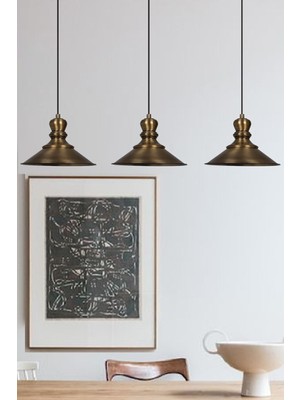 Üçlü Nantes Eskitme Renkli Metal Sarkıt Avize, Rustik ve Vintage Tasarım