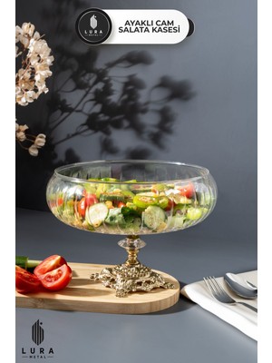 El Yapımı Renkli Cam Salata Kasesi, Büyük Boy, Şık ve Zarif Sunum Için