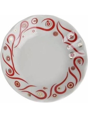 Kırmızı Yakamoz Porselen 6'lı Çay Tabağı Seti, Şık ve Zarif Tasarım