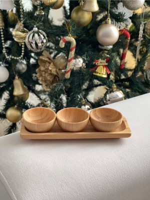 3’lü Bambu Sunum Kasesi Seti, Bambu Altlık Hediyeli, Şık ve Doğal Sunumlar Için