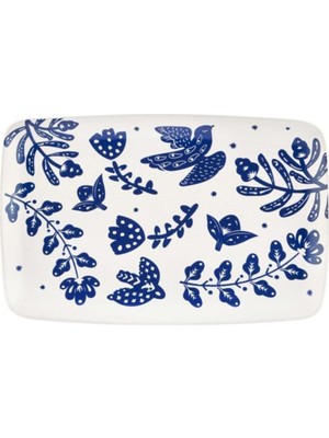 Beyaz 34X25 cm Taş Seramik Dikdörtgen Servis Tabağı, Şık ve Kullanışlı Tasarım