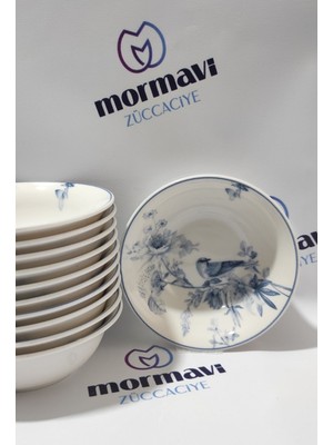 Beyaz Porselen Kuşlu Çorba Kasesi 6'lı, 14 Cm, Şık ve Kullanışlı Tasarım