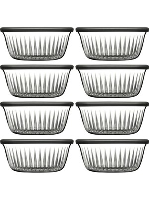 8'li Gri Kapaklı Kase Seti, Şık ve Kullanışlı Saklama Kabı Koleksiyonu