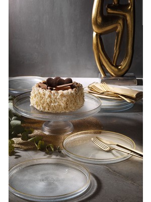 7 Parça Pasta ve Sunum Seti, Altın Yaldızlı, Şık ve Zarif Tasarım