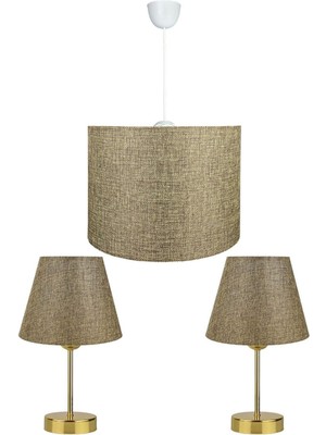 Kumbeji Erkilet Üçlü Abajur Avize Seti, Şık ve Modern Dekorasyon Parçası