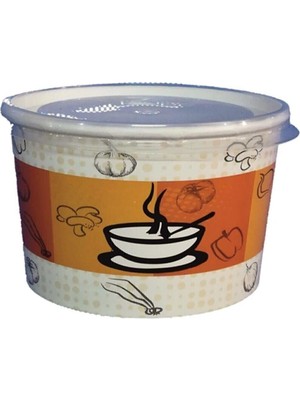 Kahverengi 16 Oz Şeffaf Kapaklı Kağıt Çorba Kâsesi, 50 Adet