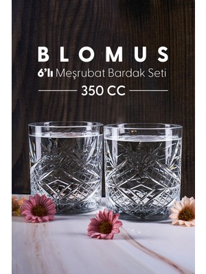 6'lı Cam Meşrubat Bardak Seti, Kristal Vintage, 350 Cc, Turuncu