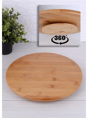 Bambu Dönen Sunum Tahtası 29X29 Cm, Kahverengi, 360 Derece Döner, Şık ve Kullanışlı