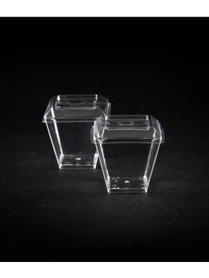 Turuncu 60CC Plastik Kübik Kase, Kapaklı, 24 Adet Set