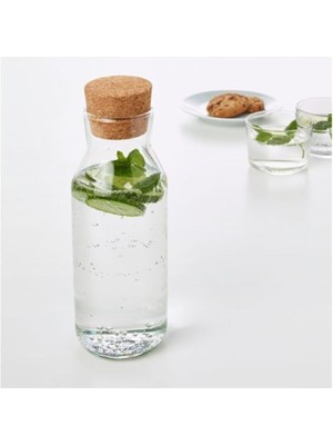 Turuncu Şişe 0,5 Lt Mantar Kapaklı Cam Sürahi Karaf