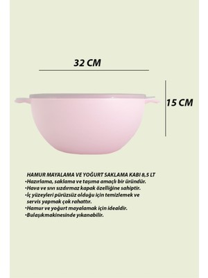 Pembe ve Mavi 8,5 Lt. Hamur Mayalama ve Yoğurt Saklama Kabı Seti