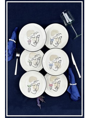 El Yapımı Beyaz Seramik Pasta Tabağı Seti, 6'lı, Şık ve Kaliteli.