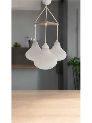 Şık Rustik Lüks GLOB33 (3'lü) Sarkıt Avize Beyaz Işıklandırma