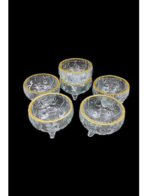 Şık Ayaklı Cam Kase, Yaldız Işlemeli, Zarif ve Şık Tasarım