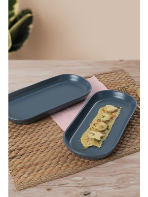 Mavi Kayık Tabak, 26 Cm, Çift Set, Şık ve Dayanıklı, Ev ve Davetler Için Ideal