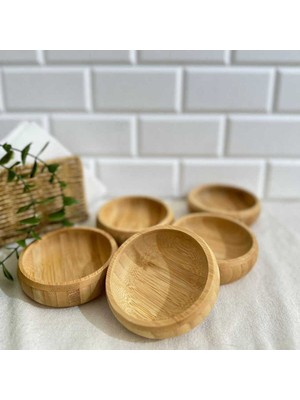 Bambu Yuvarlak Çerezlik Seti, 3'lü, Bej Renk, Şık ve Doğal Tasarım